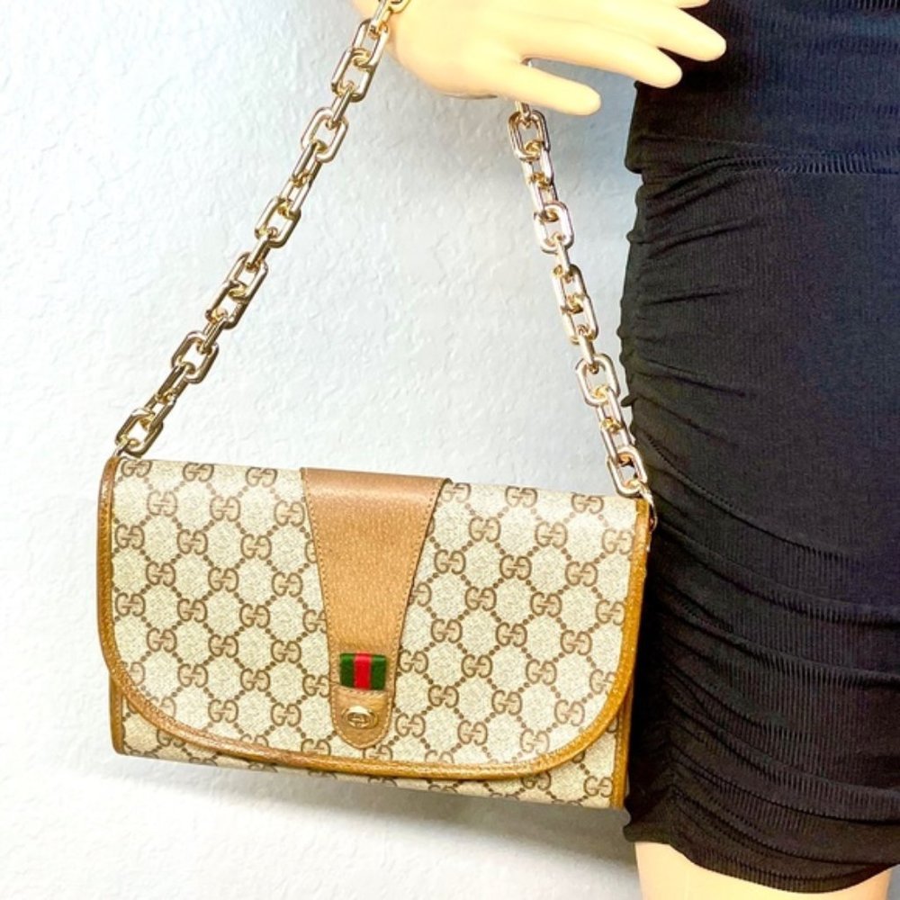 🌟AUTH GG MONOGRAM GUCCI WEB SHERRYLINE OPHIDIA CLUTCH/CROSSBODY BAG🌟VTG EUC!